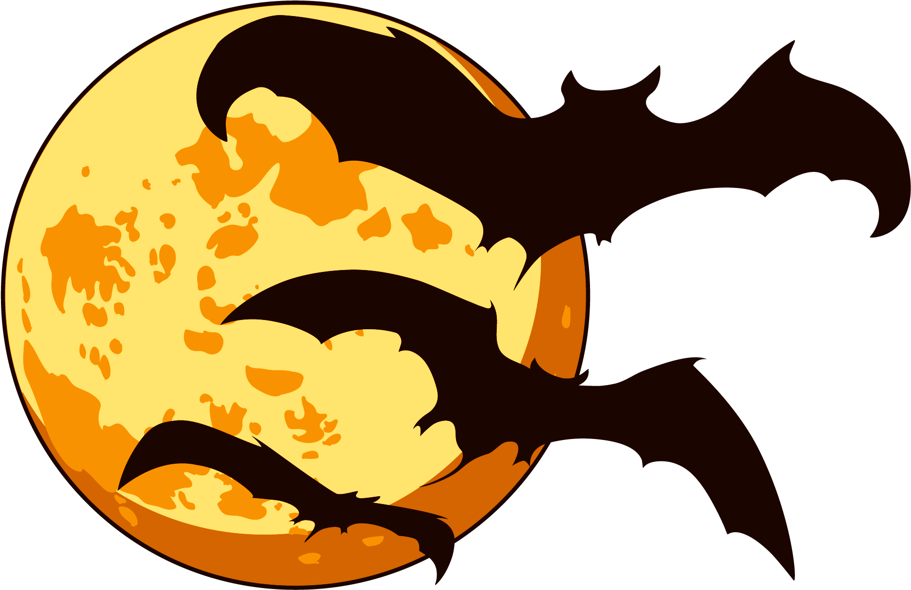 Halloween Bat Silhouette Full Moon PNG