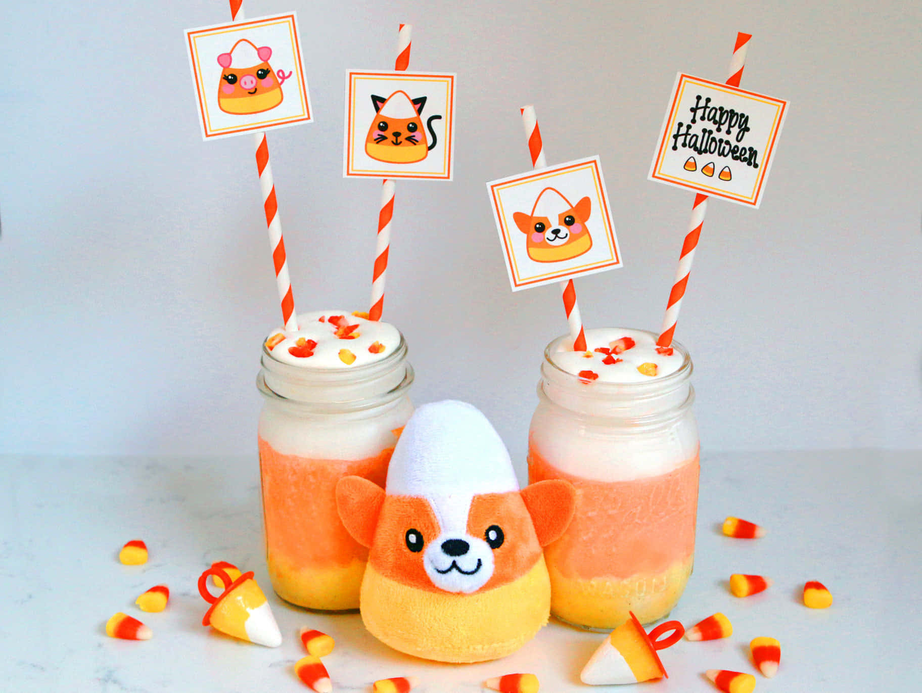 Halloween Candy Corn Themed Dranken Achtergrond