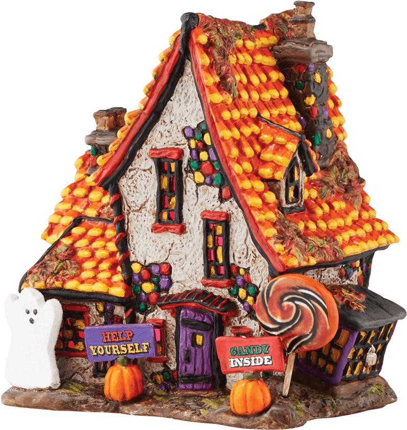 Halloween Candy Cottage Figurine PNG