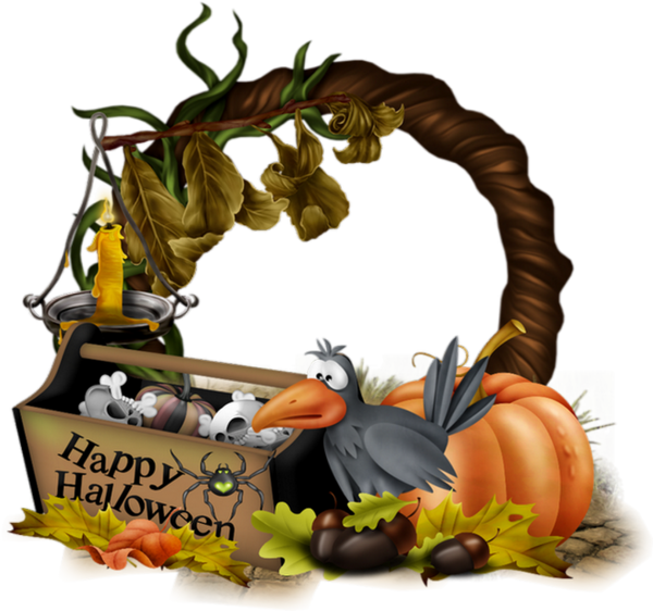 Halloween Cartoon Crowand Pumpkin PNG