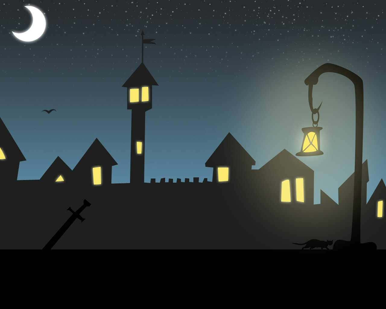 Immaginedi Un Quartiere Di Cartoni Animati Per Halloween Con Una Luna Crescente