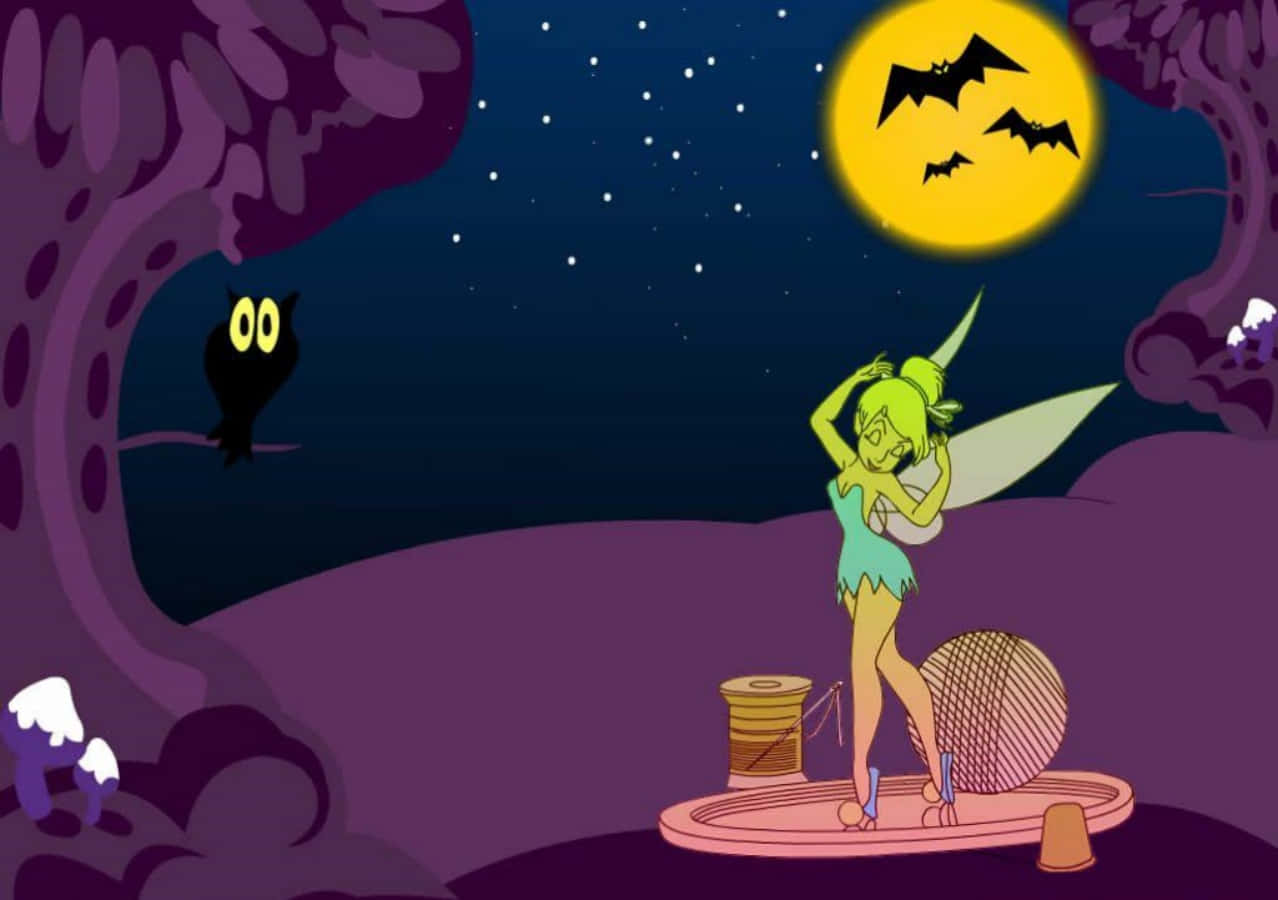 Halloween Cartoon Tinkerbell In Spooky Forest Picture