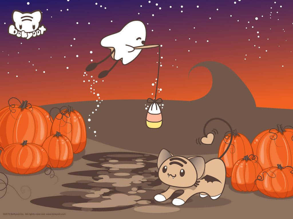 Værikke Bange For Denne Halloween Kat - Hvis Du Har Godbidder, Kan Den Endda Spinde! Wallpaper