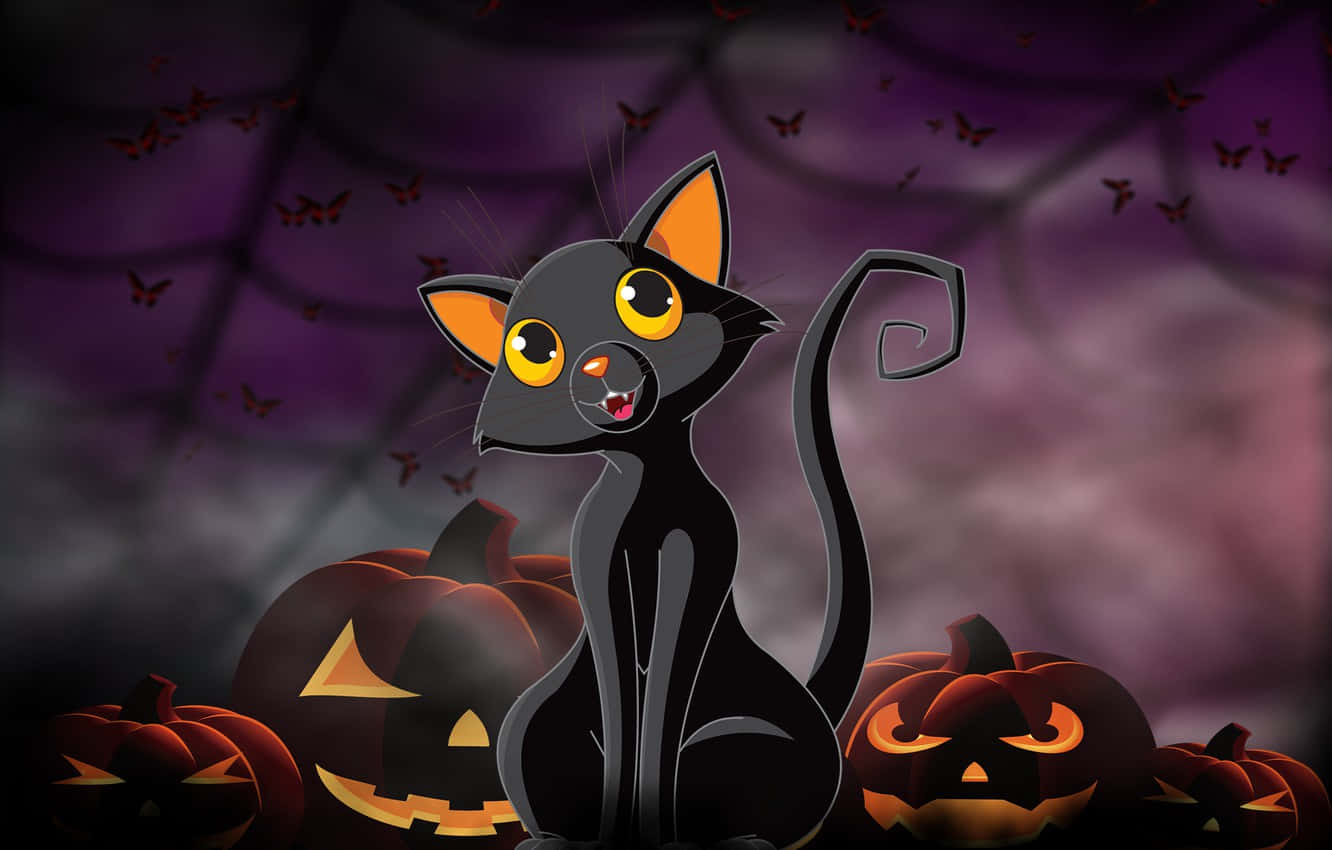 A spooky Halloween Cat Wallpaper
