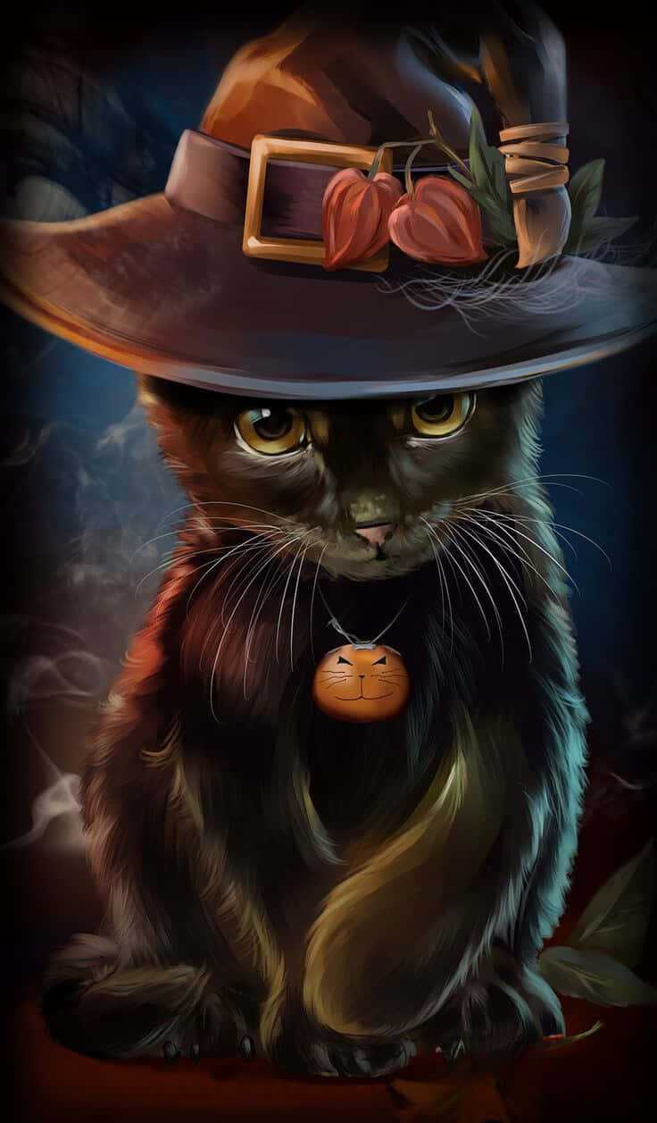 Spread Some Halloween Cheer With This Friendly Cat Wallpaper