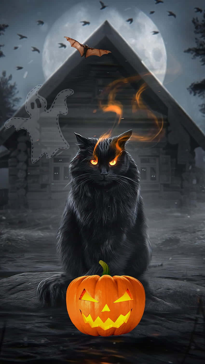 Gorgeous Halloween Cat Wallpaper