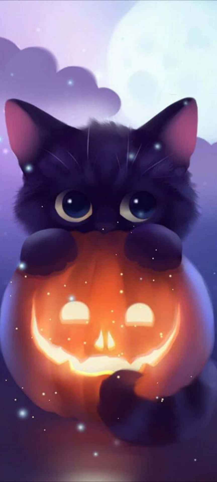 A Black Cat Is Holding A Pumpkin In Its Mouth