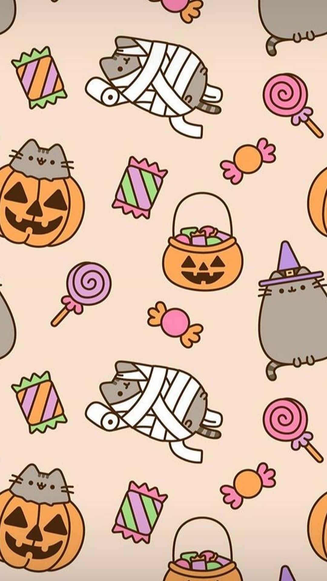 Halloween Catsand Candies Pattern Wallpaper