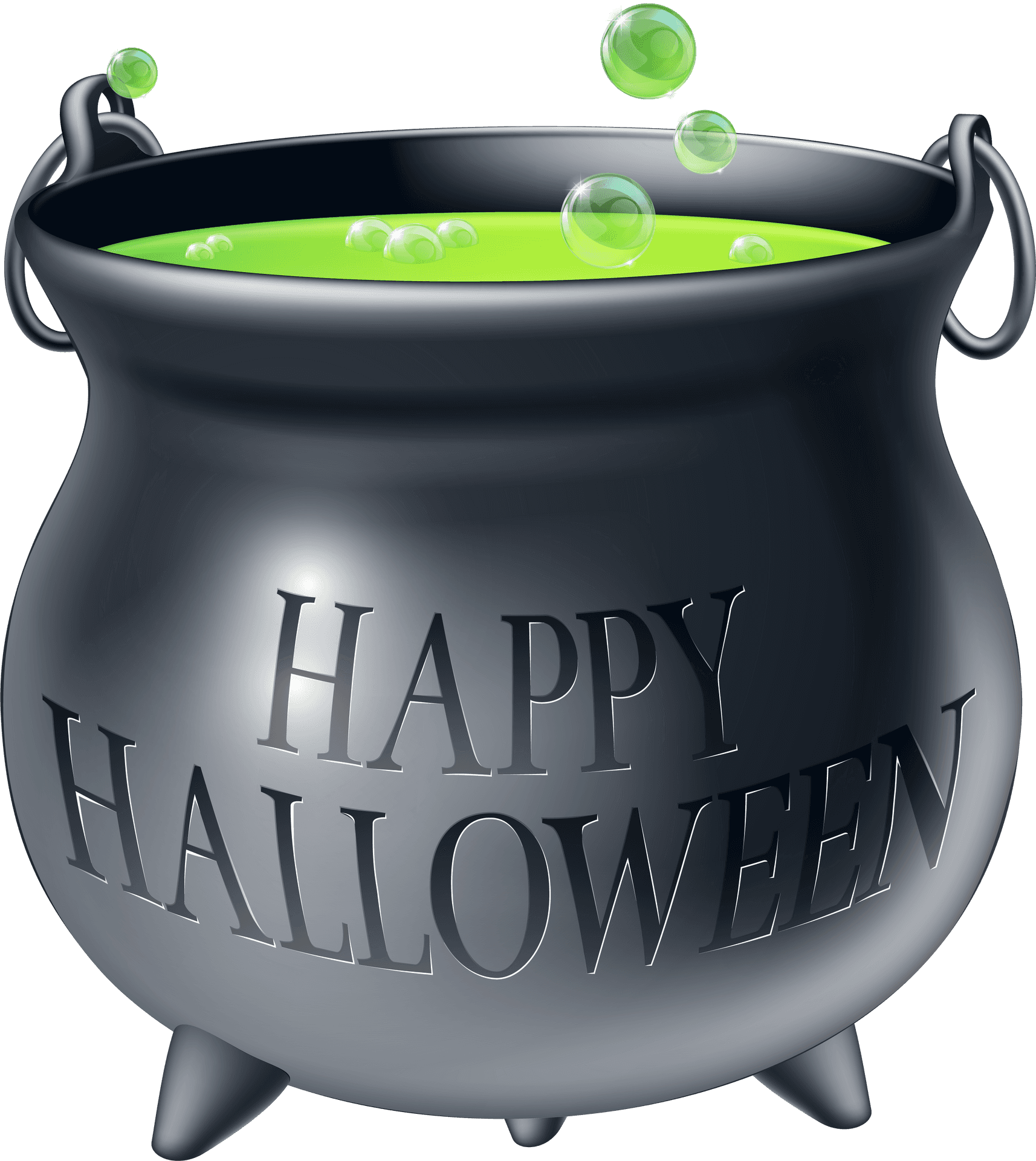 Halloween Cauldron Bubbling Green Potion PNG