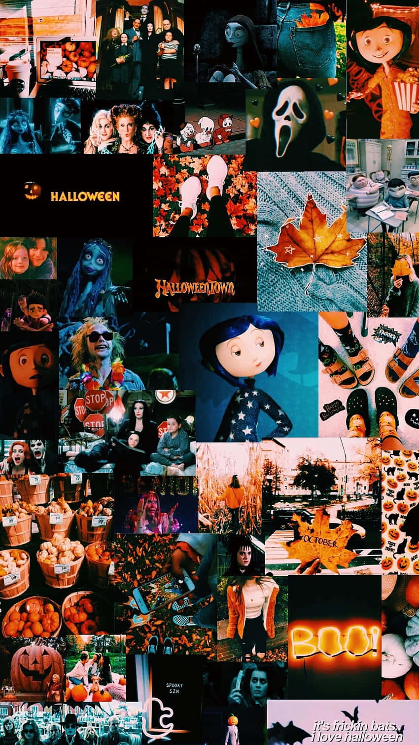 Halloween Collage Aesthetic Fall Moodboard Wallpaper