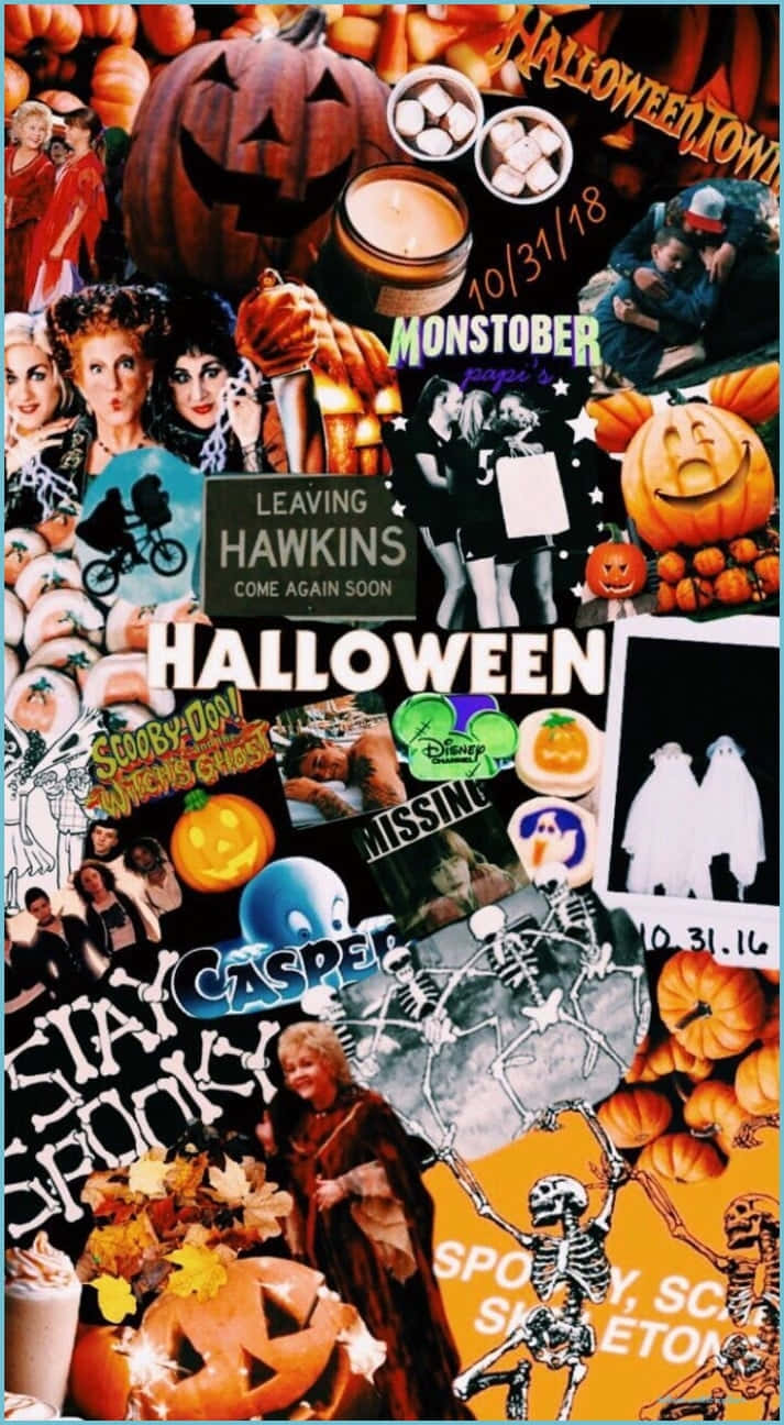 Halloween Collage Esthetiek Herfst Thema Achtergrond