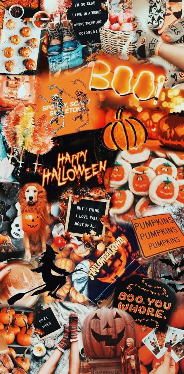 Halloween Collage Aesthetic Fall Vibes Wallpaper