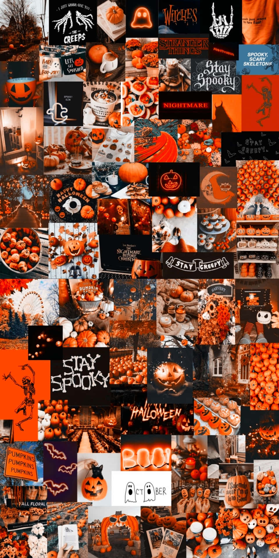 Halloween Collage Orange Aesthetic Wallpaper