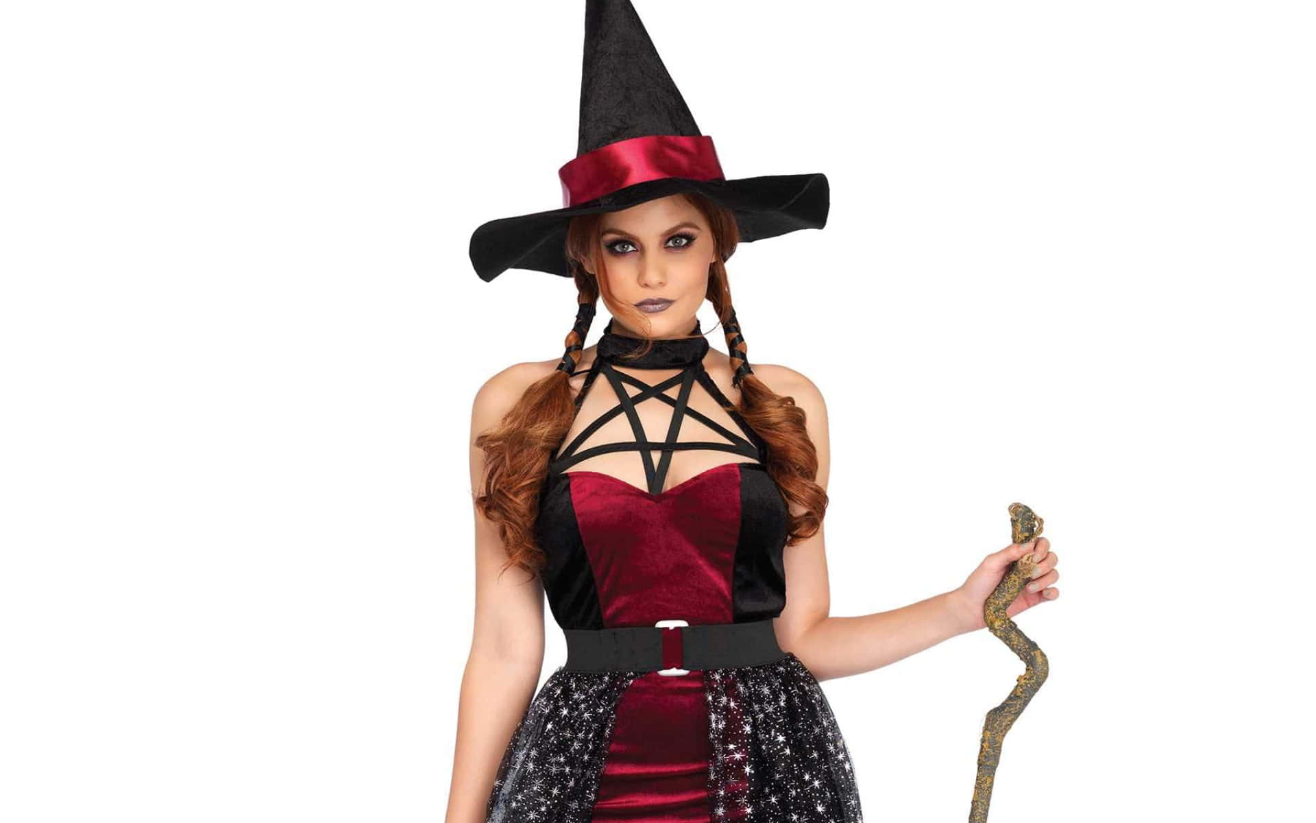 “Unlock your spooky side with this classic witch costume this Halloween!”