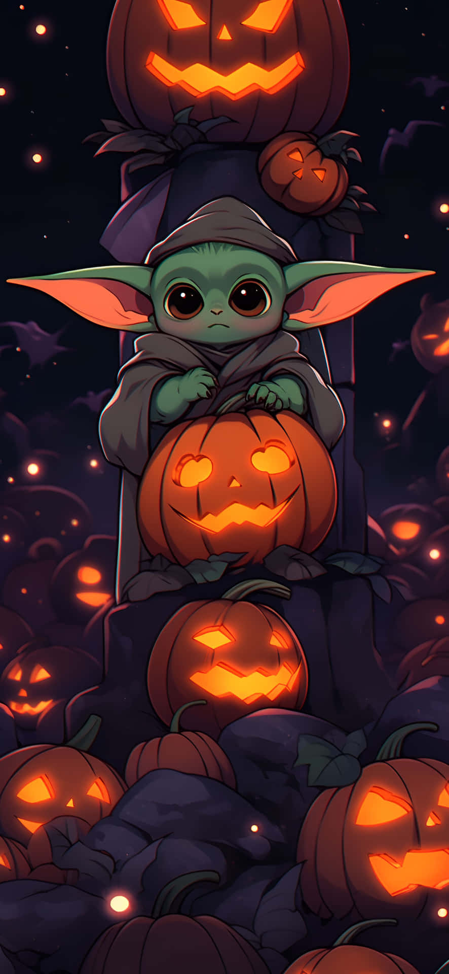 Halloween Creature With Jack O Lanterns Wallpaper