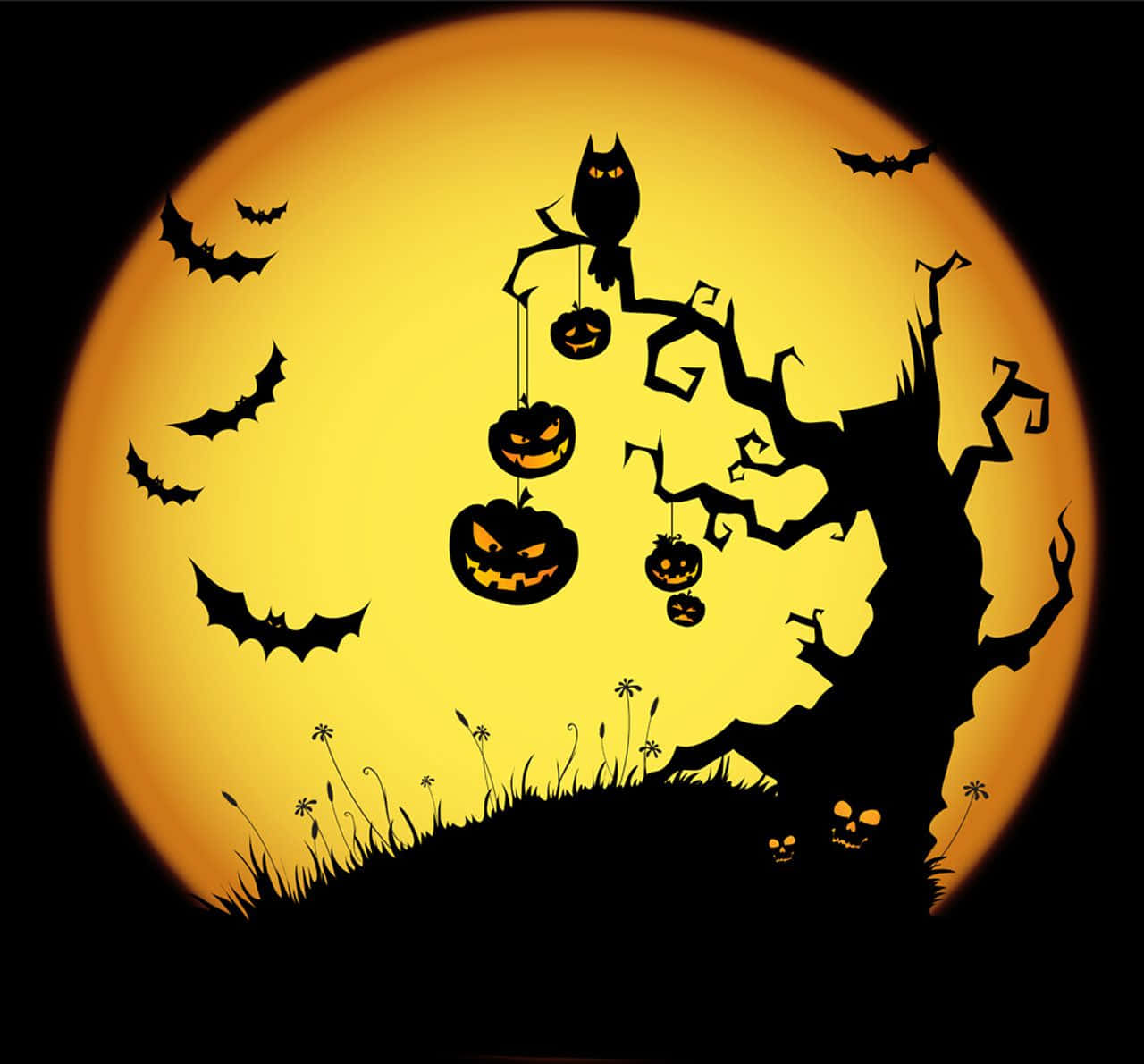 Halloweenniedliche Tot Der Nacht Silhouetten Bild