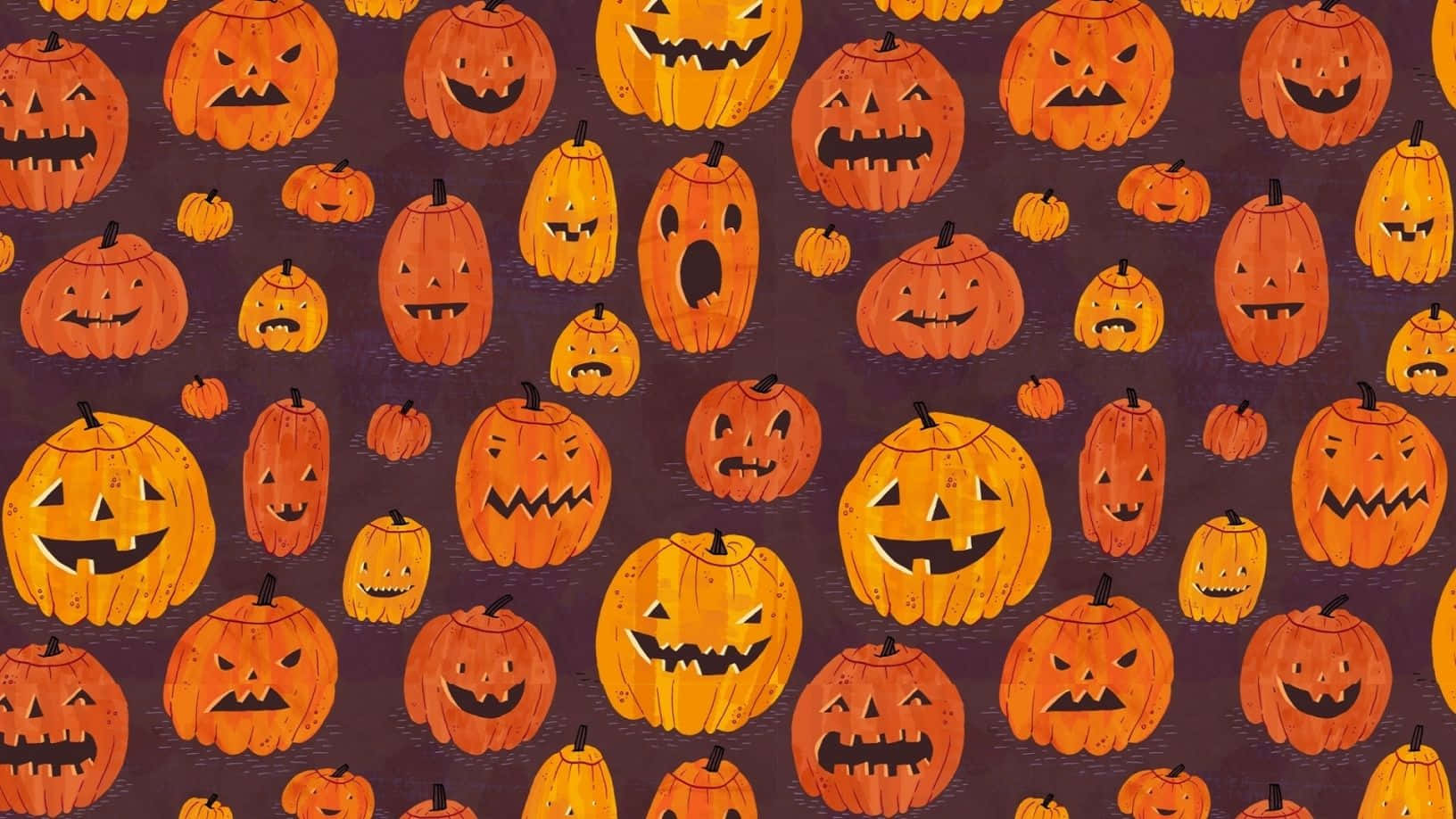 Halloween Cute 2D Drawing Carved Pumpkins Picture