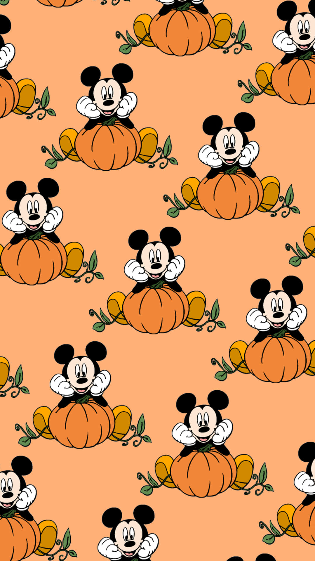 Immaginedi Halloween Con Micky Mouse Carino E Zucche.