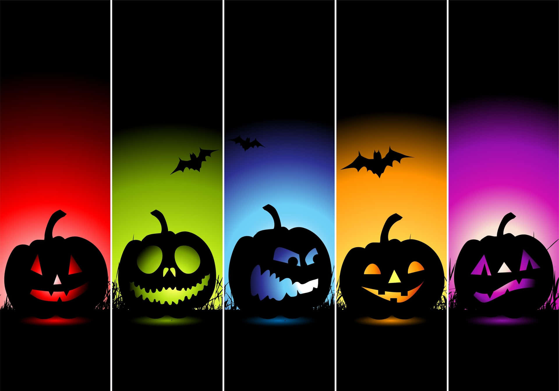 Halloweenlindos Siluetas De Calabazas Coloridas Imagen De Arte