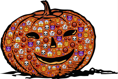 Halloween Emoji Pumpkin Pattern.jpg PNG