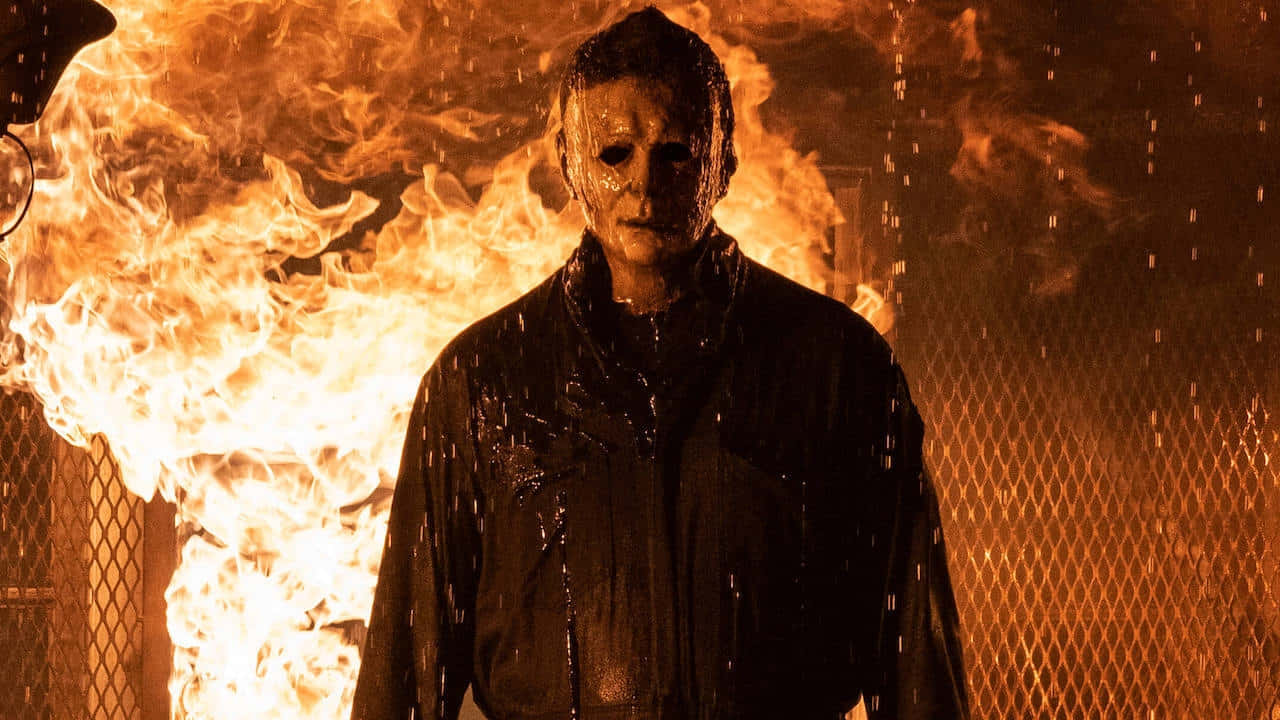 Halloween Ends Michael Myers Fire Backdrop Wallpaper