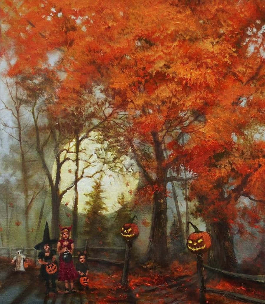 Halloween Fall Pumpkin Trees Picture