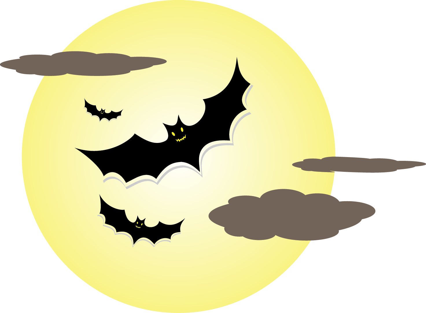 Halloween Full Moon Bats PNG