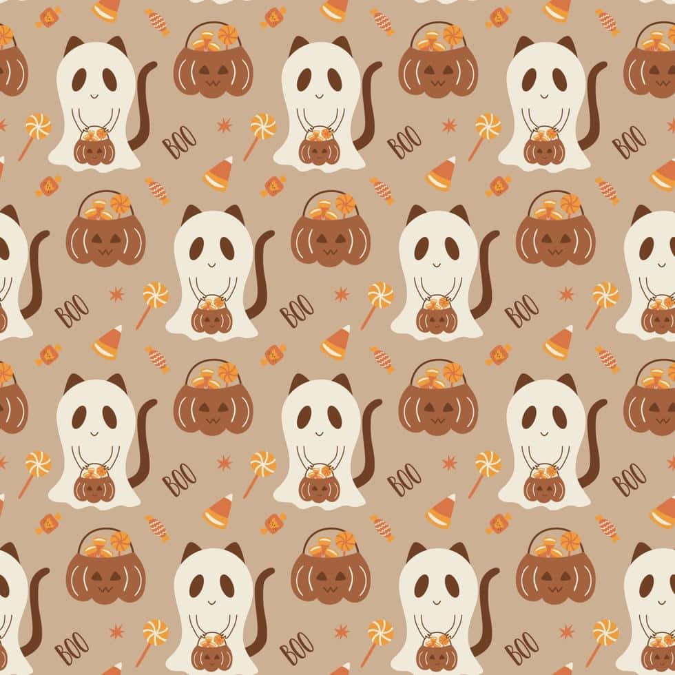 Halloween Ghost Pattern Wallpaper