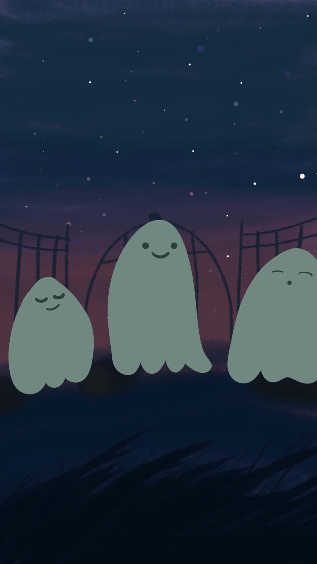 Halloween Ghost Trio Aesthetic Pfp Wallpaper