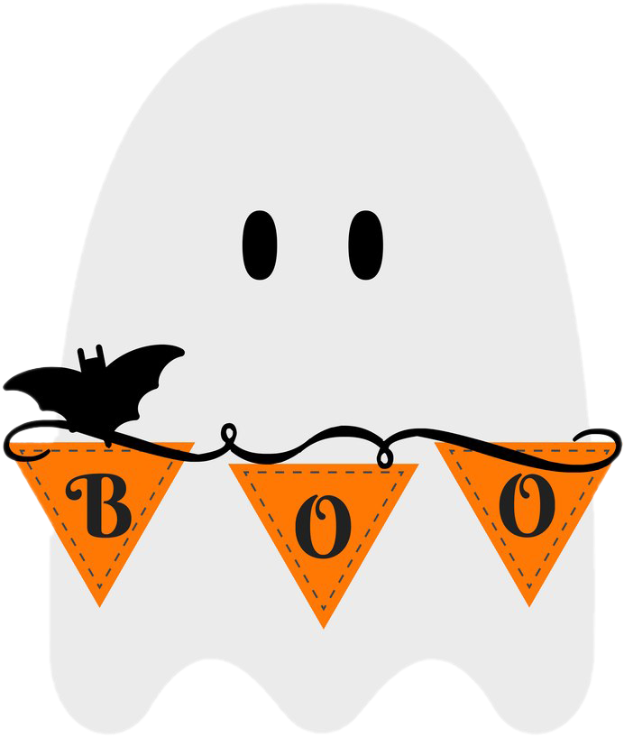 Halloween Ghost With Boo Banner PNG