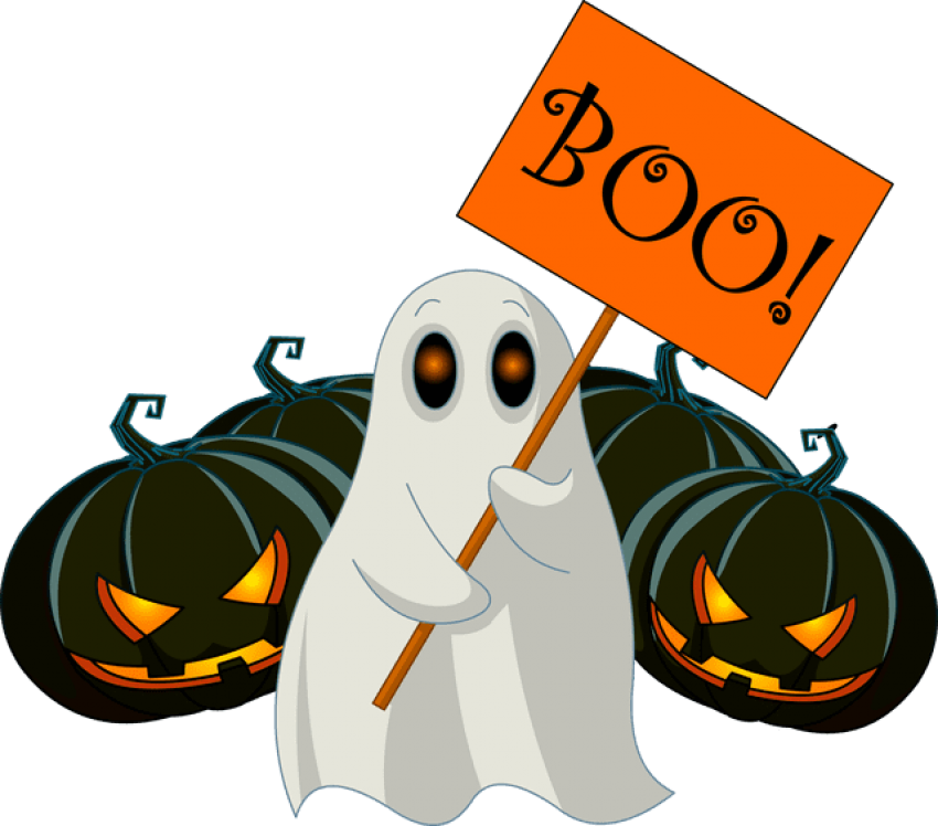 Halloween Ghost With Boo Sign PNG