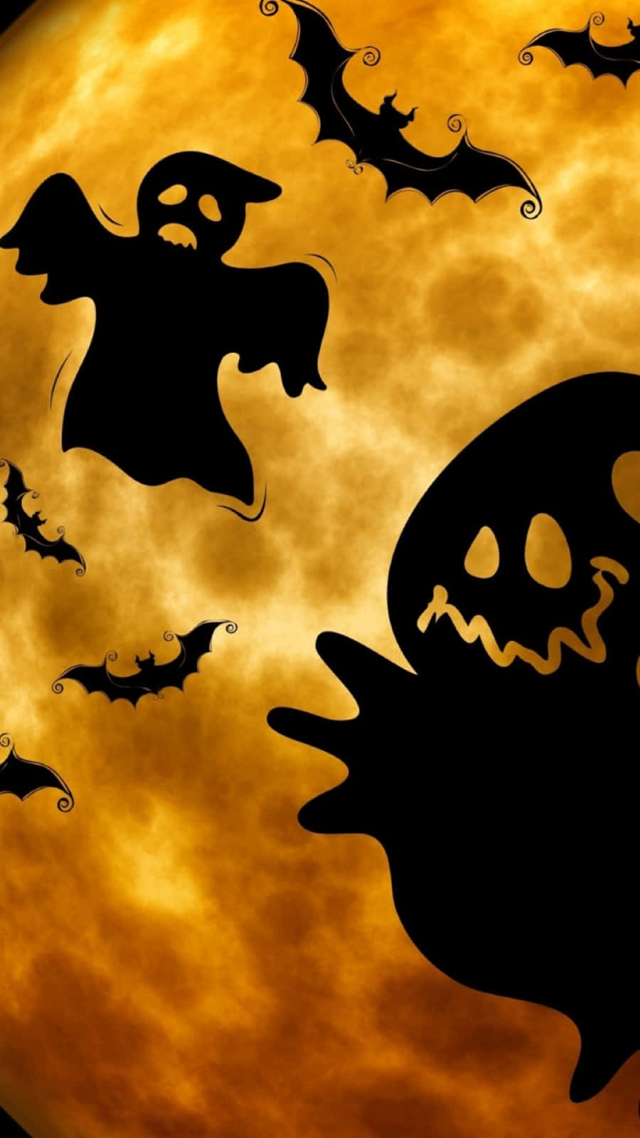Halloween Ghostand Bats Silhouette Wallpaper