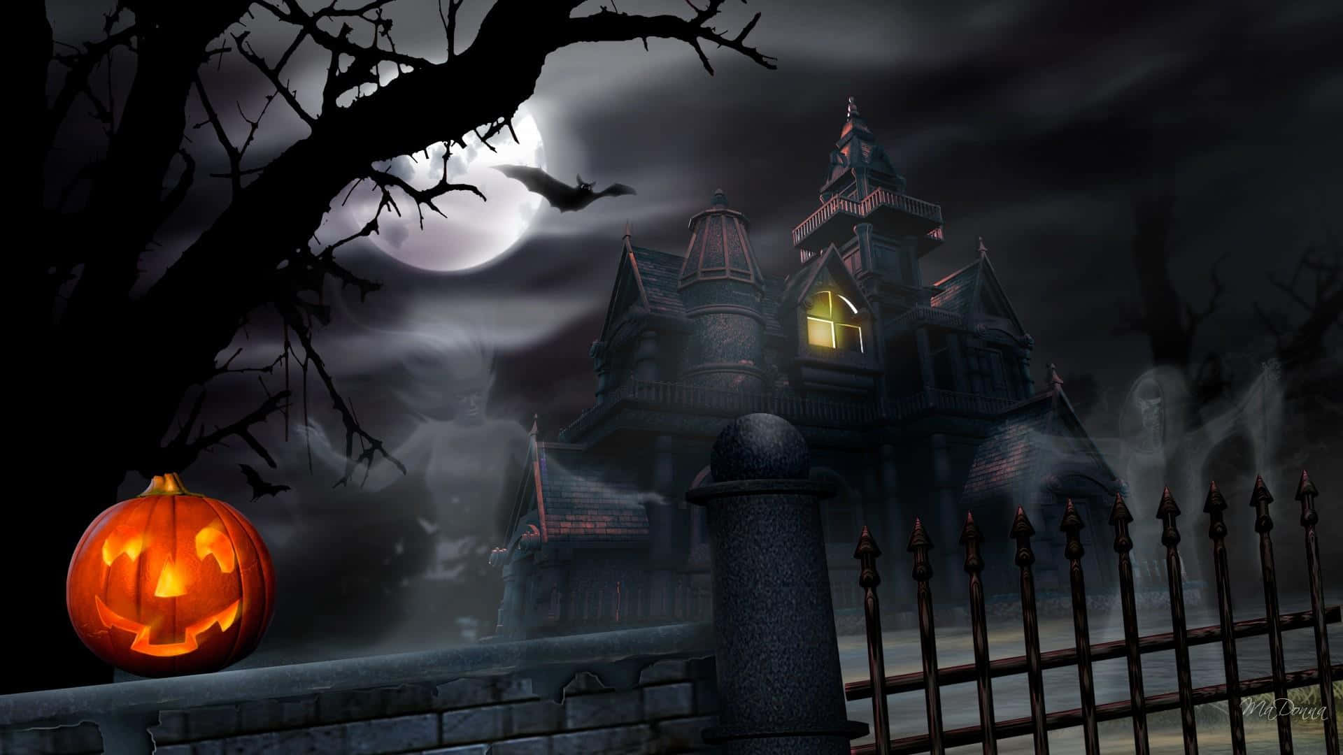 Besöken Skrämmande Kyrkogård Denna Halloween Wallpaper