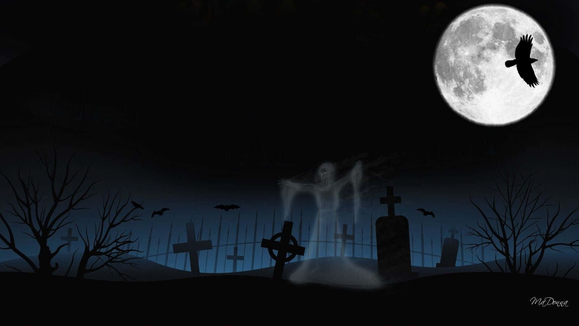 Halloween Night in a Haunted Graveyard Wallpaper