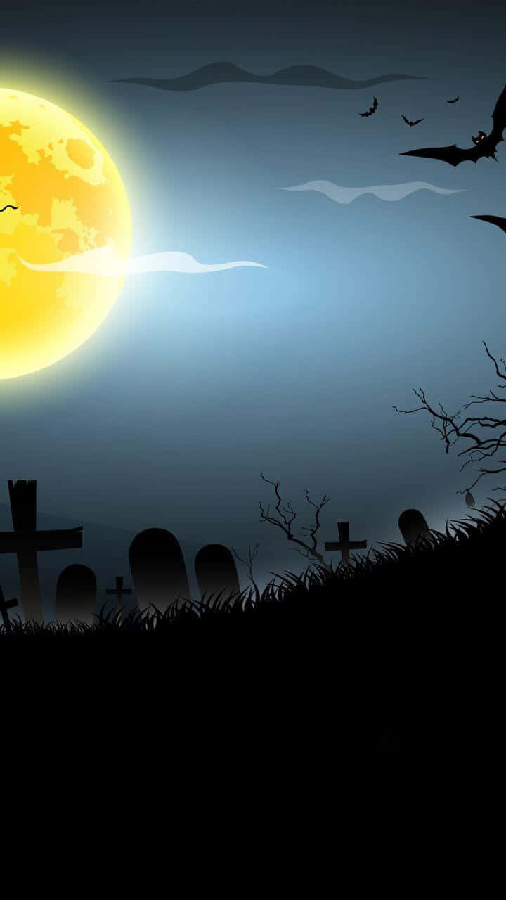 Vores skræmmende Halloween-kirkegård tapet skaber en følelse af frygt. Wallpaper