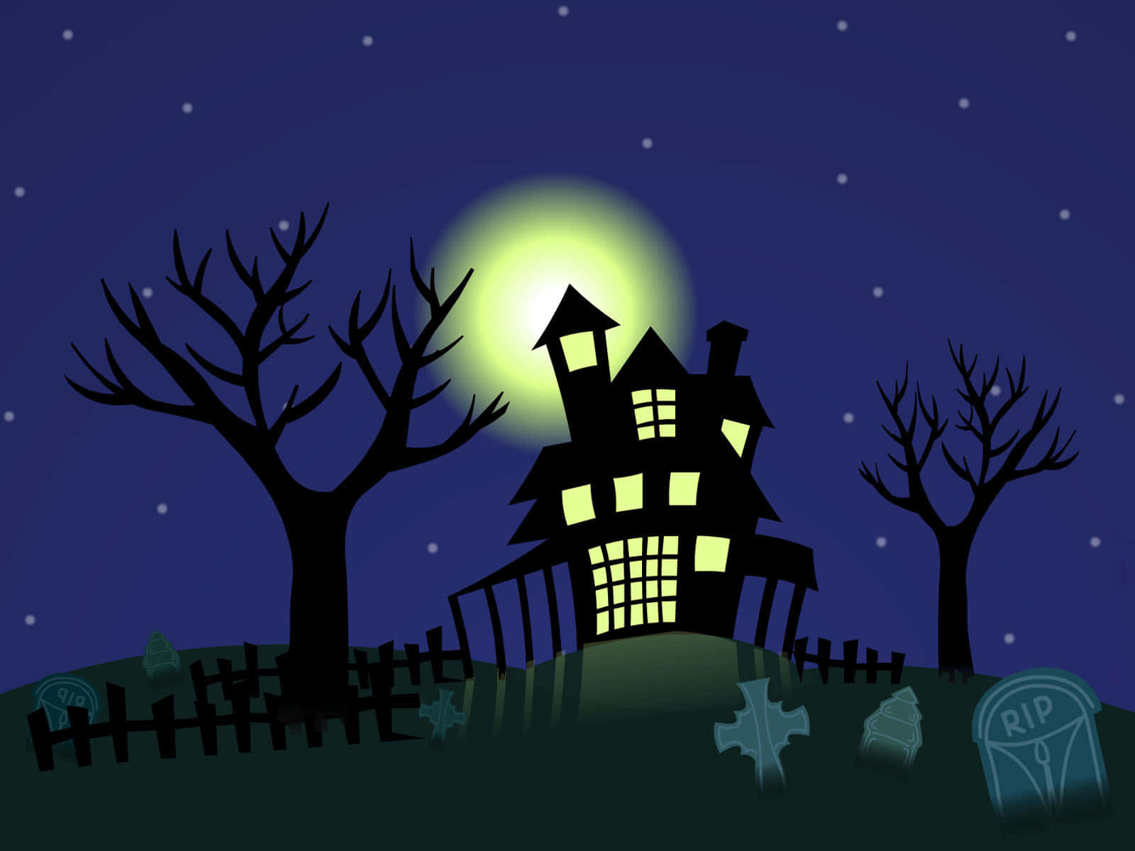 Venture Into the Dark World of a Halloween Night in a Remote Graveyard Wallpaper