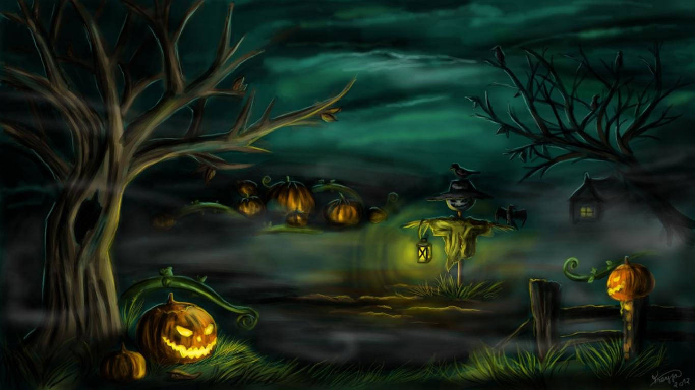 Halloween Graveyard Laptop Art Background