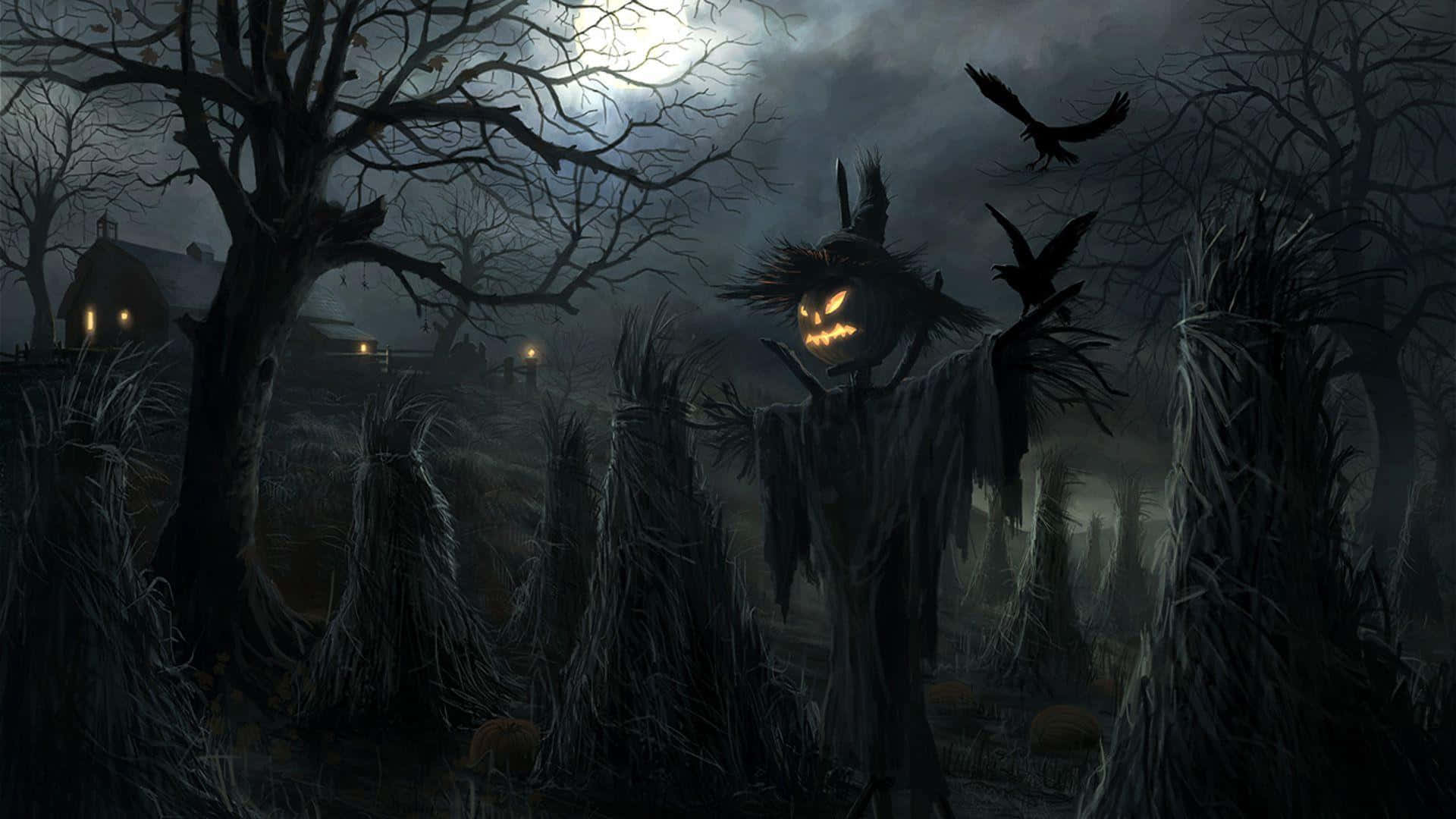 A spooky and ghostly graveyard for Halloween Wallpaper