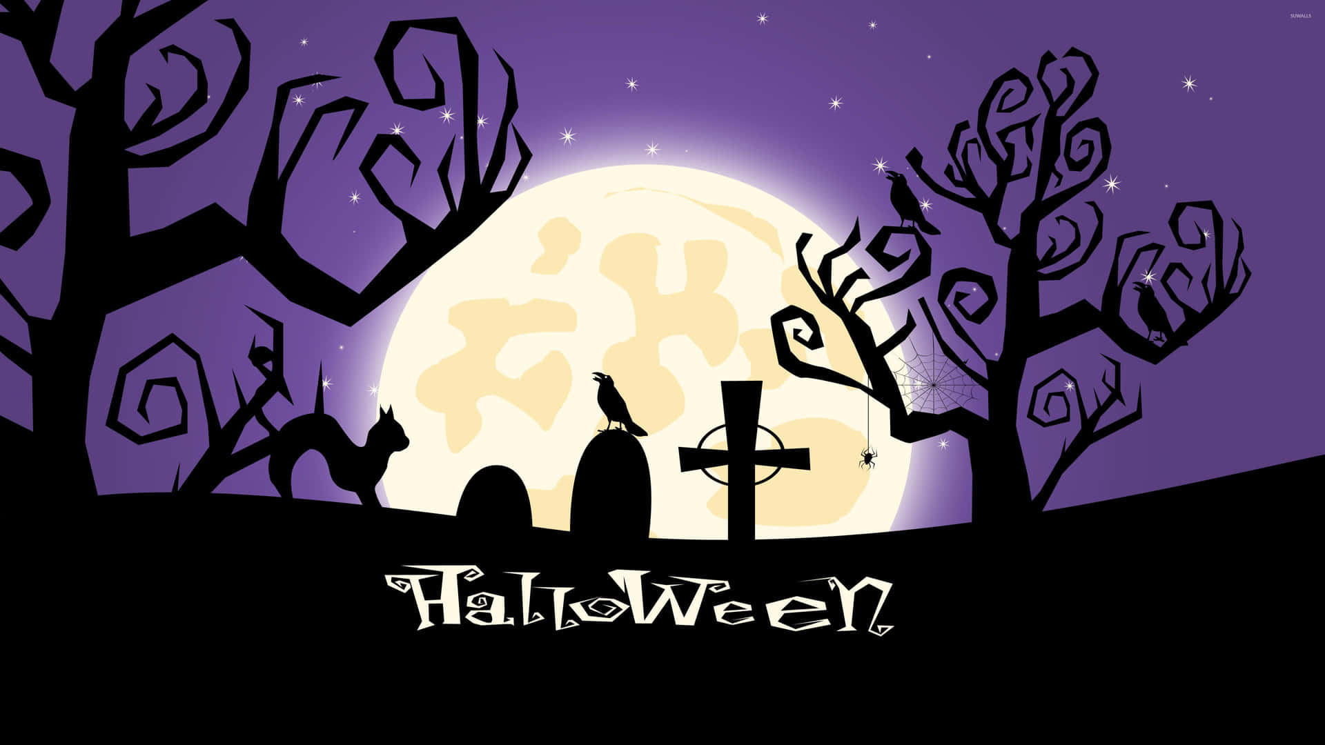 Omfavn skønheden af et skræmmende Halloween-kirkegård. Wallpaper