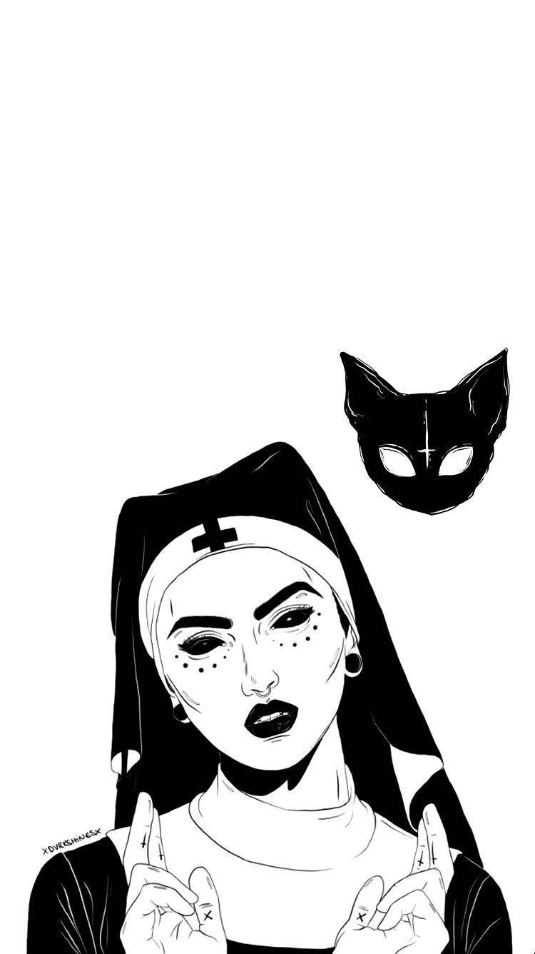Halloween Grunge Evil Nun Wallpaper