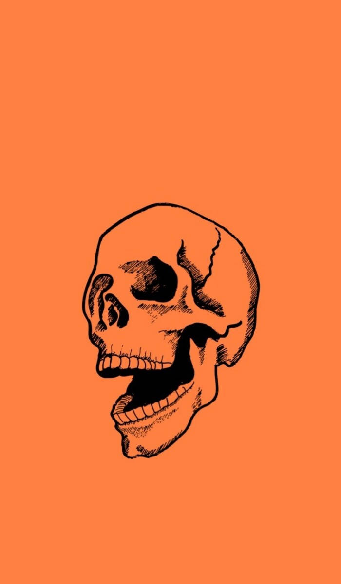 Halloween Grunge Orange Skull Wallpaper