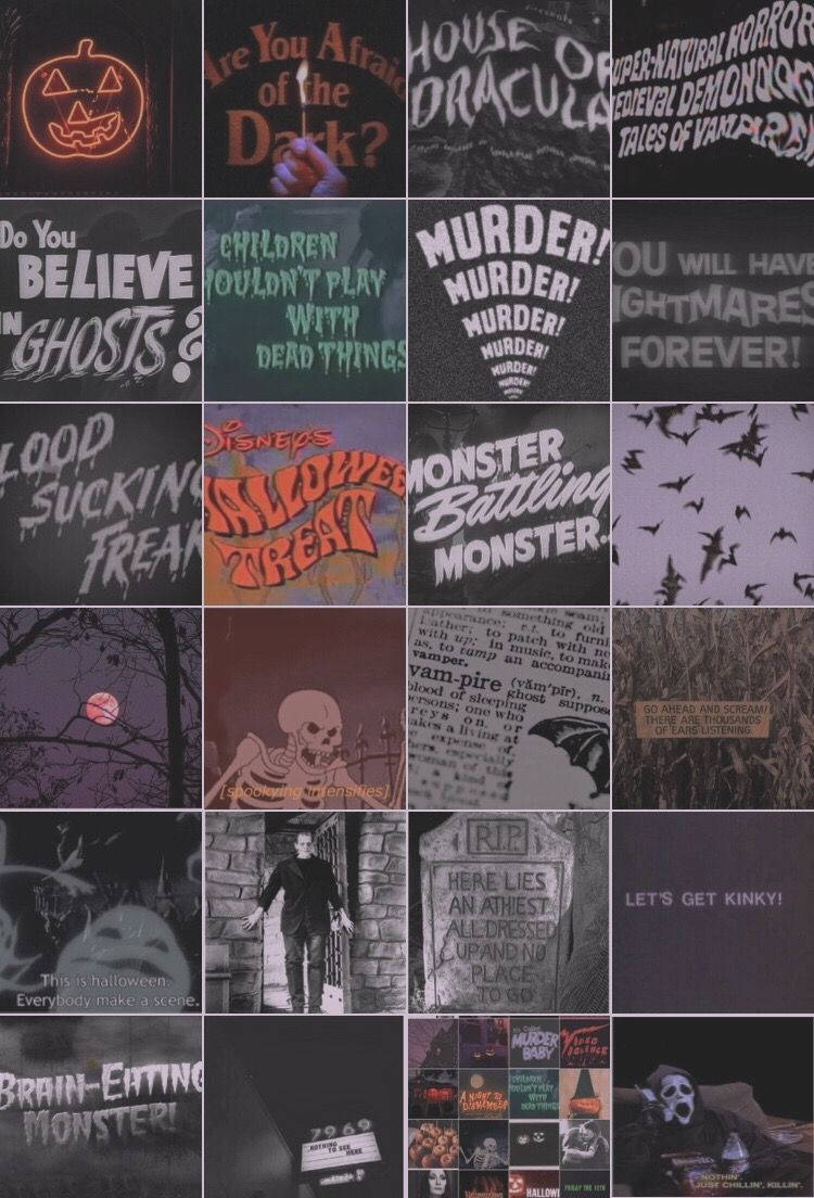 Halloween Grunge Title Cards Collage Wallpaper