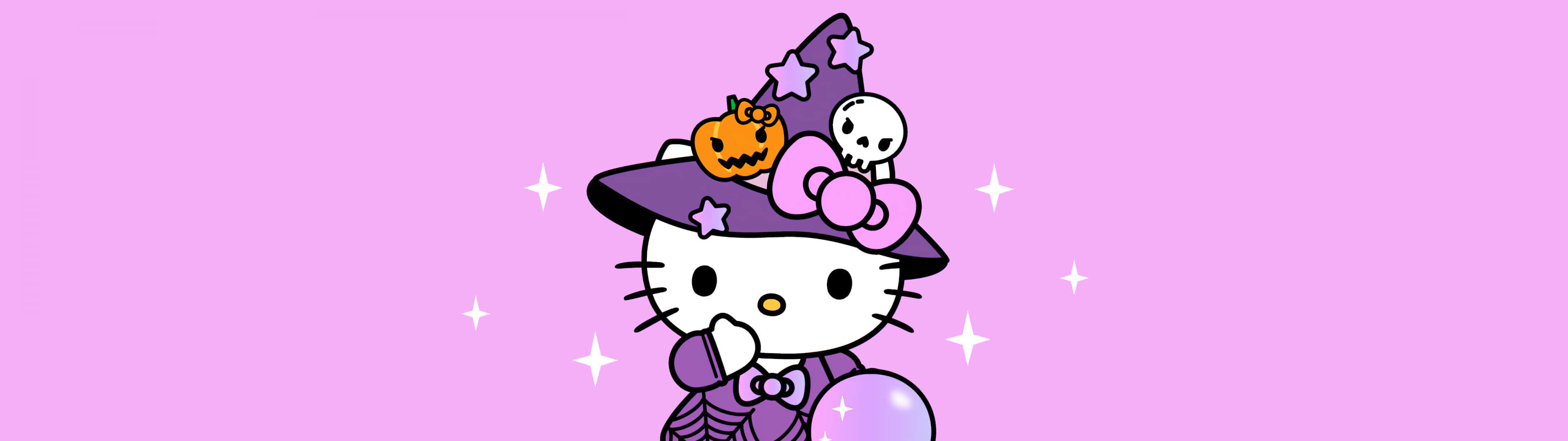 Halloween Hello Kitty Purple Background Wallpaper