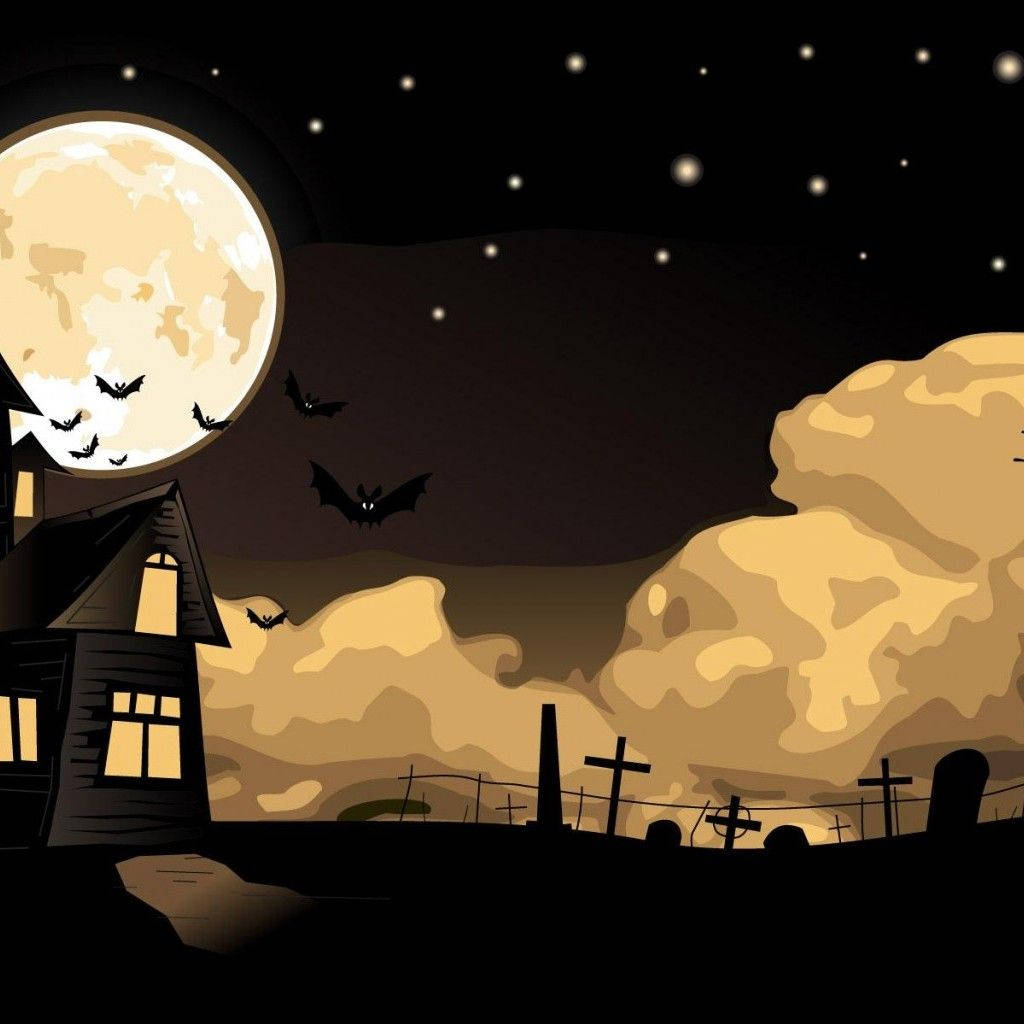 Erlebensie Gruselige Stimmung Mit Einem Halloween-themen Ipad Wallpaper