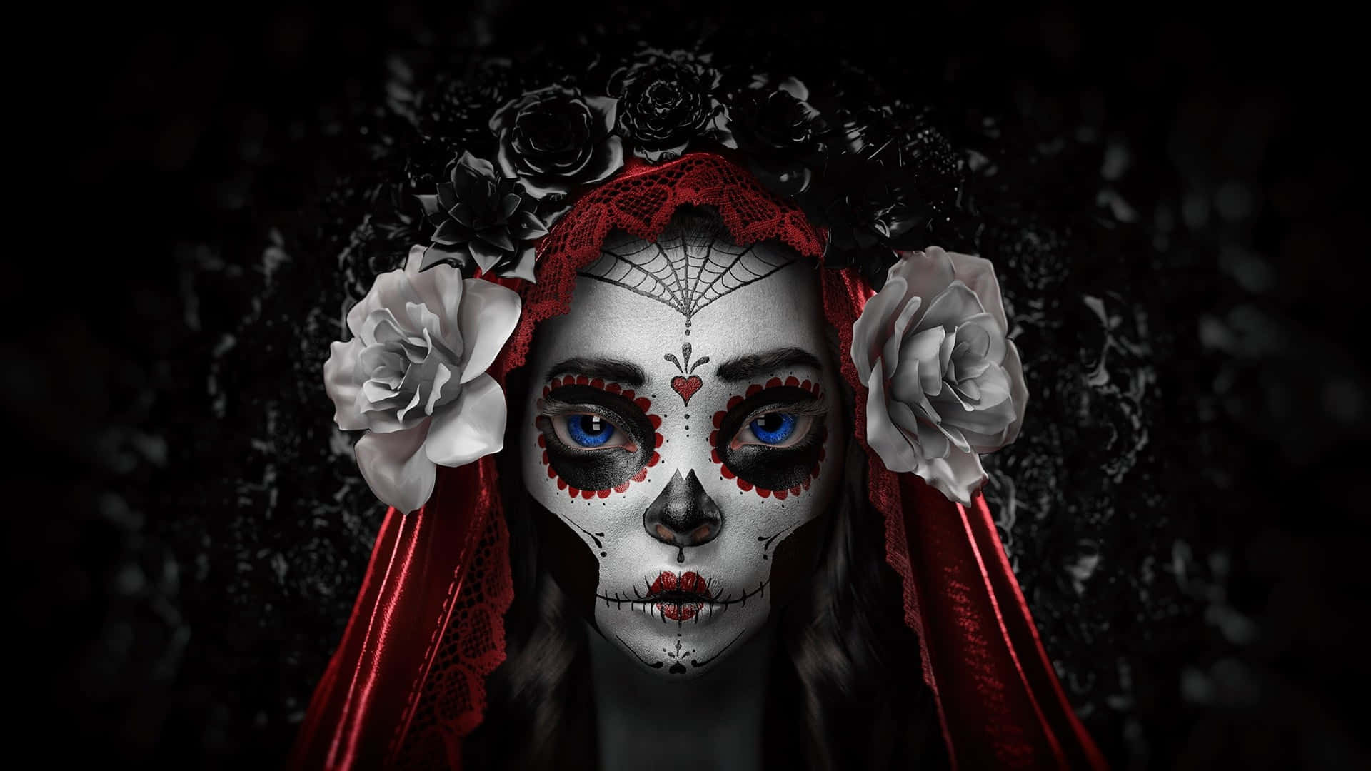 Let your creativity fly with Halloween makeup! Wallpaper