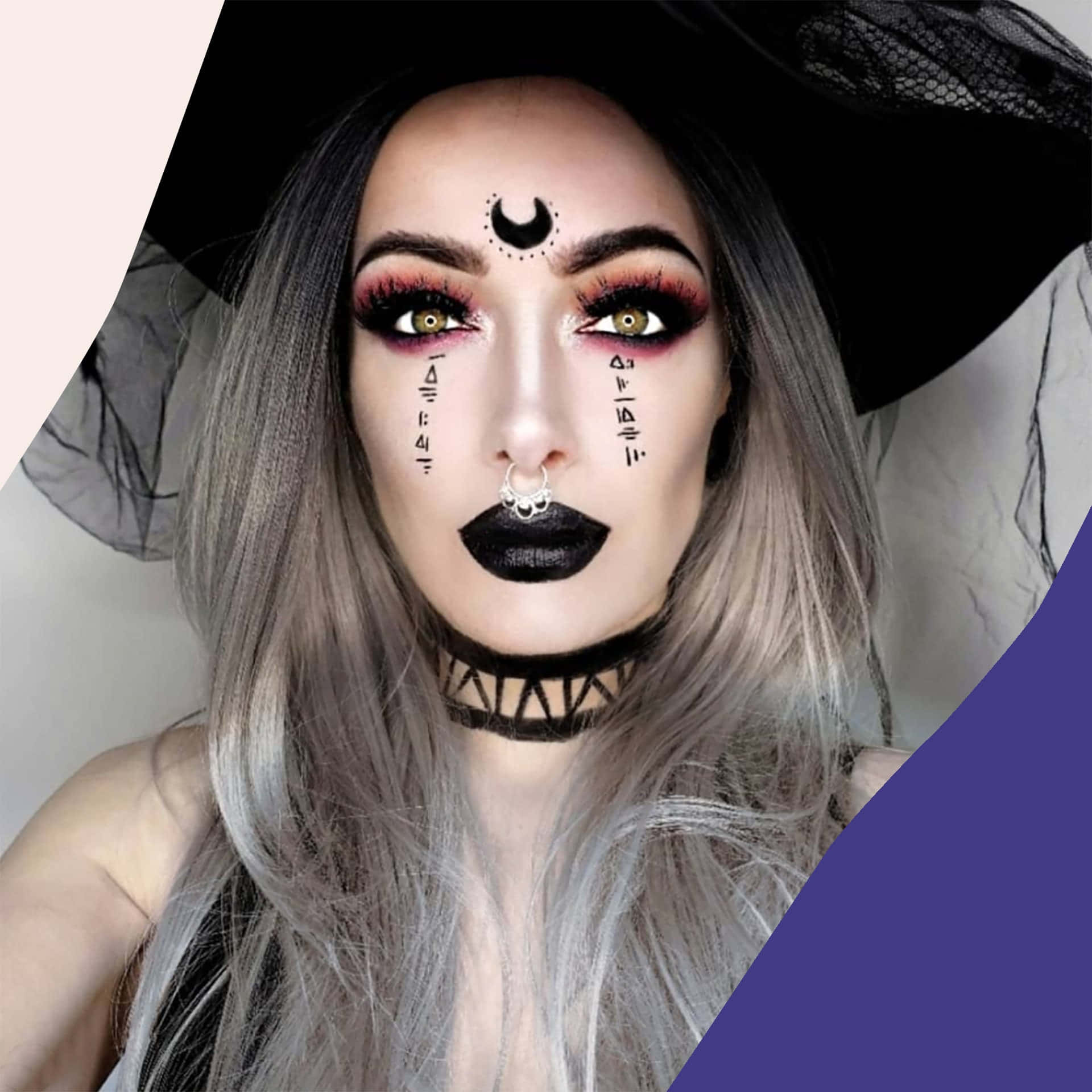 Achieve the perfect spooky look this Halloween with this bold and creative makeup look. Wallpaper