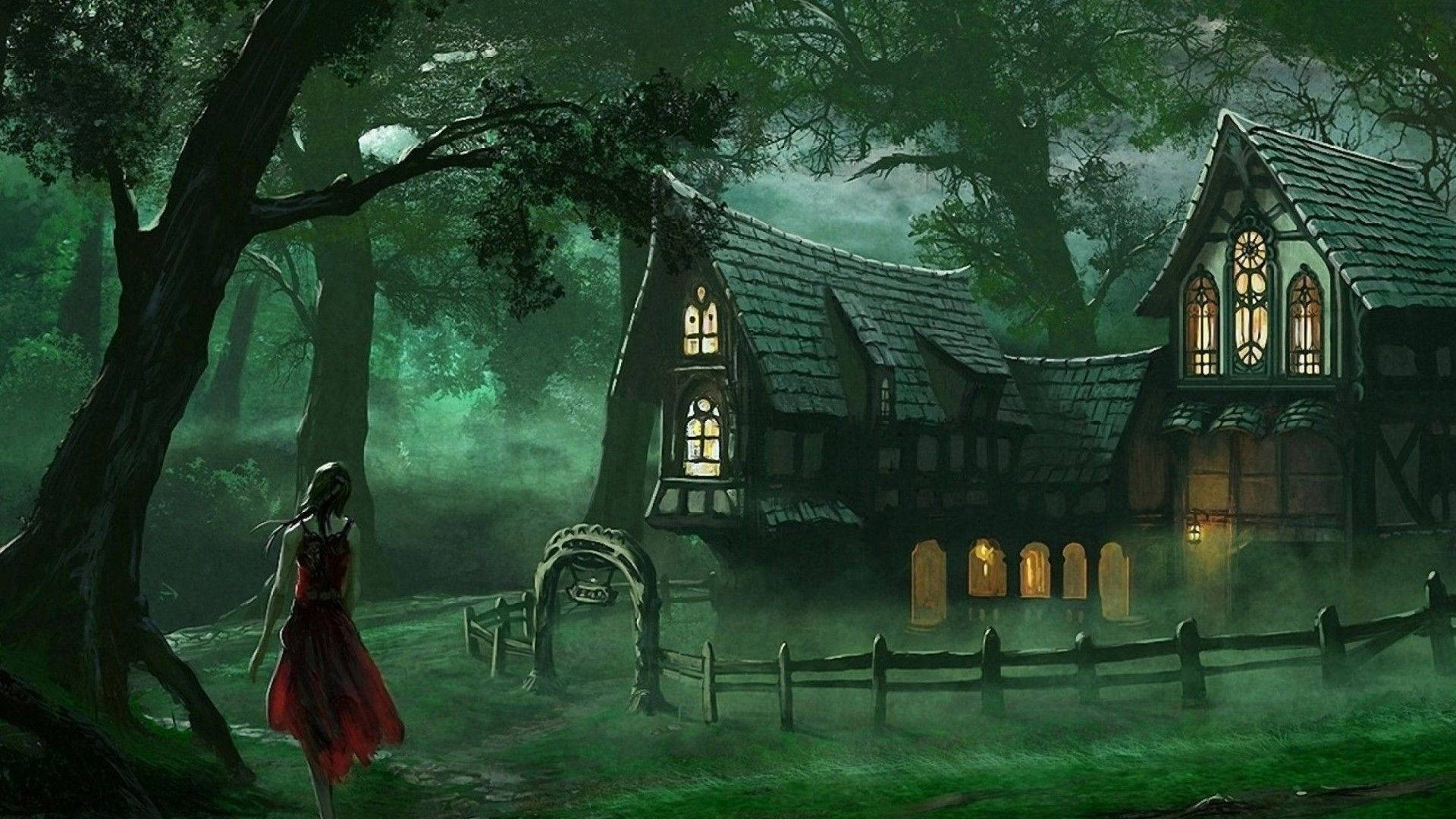 A Spooky Medieval Forest House to Start Your Halloween Celebrations Wallpaper