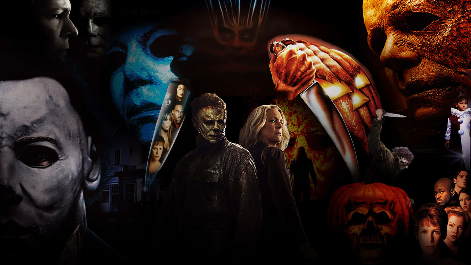 Halloween Michael Myers Faces Wallpaper