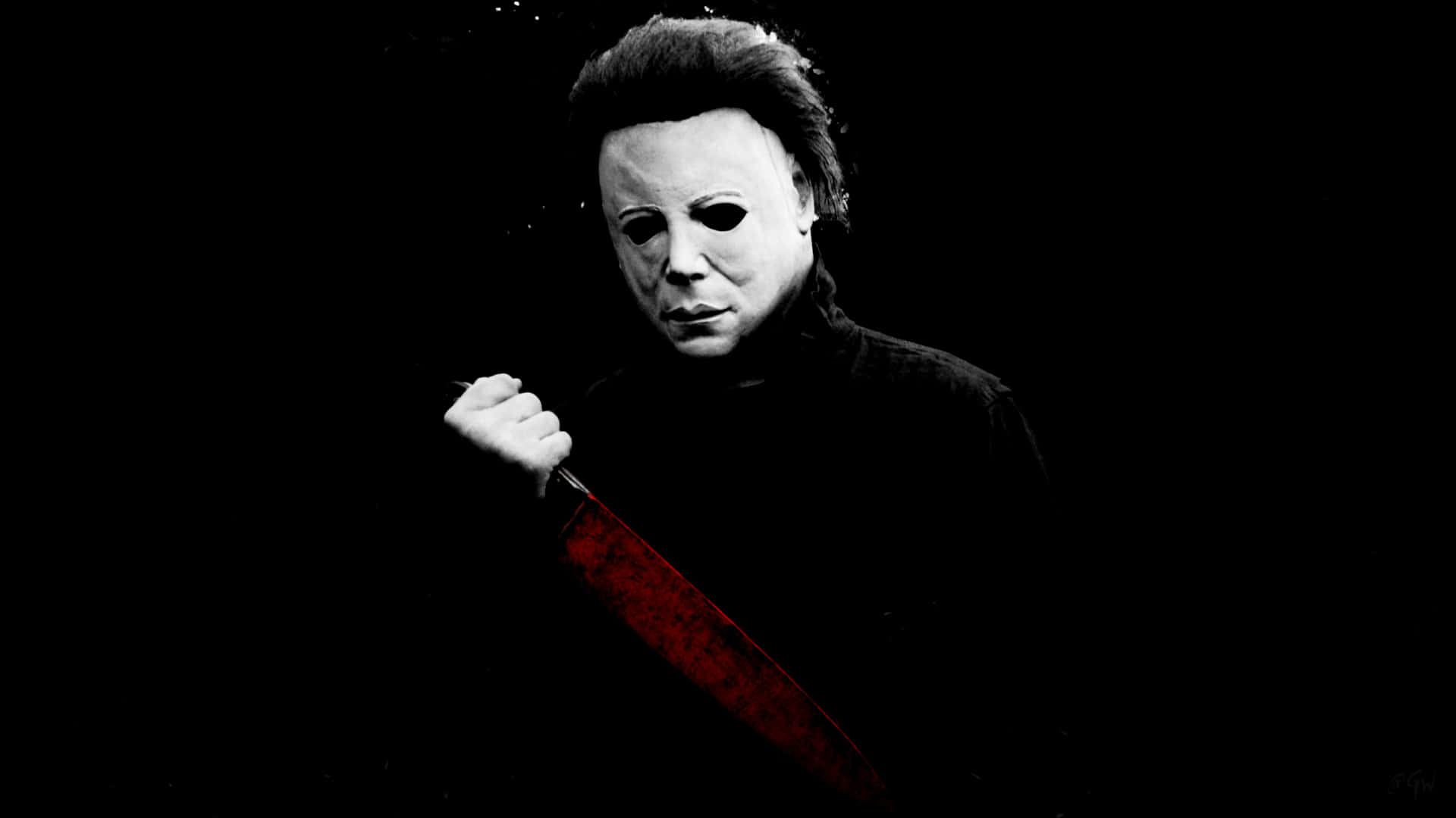 Halloween Michael Myers Black And White Wallpaper