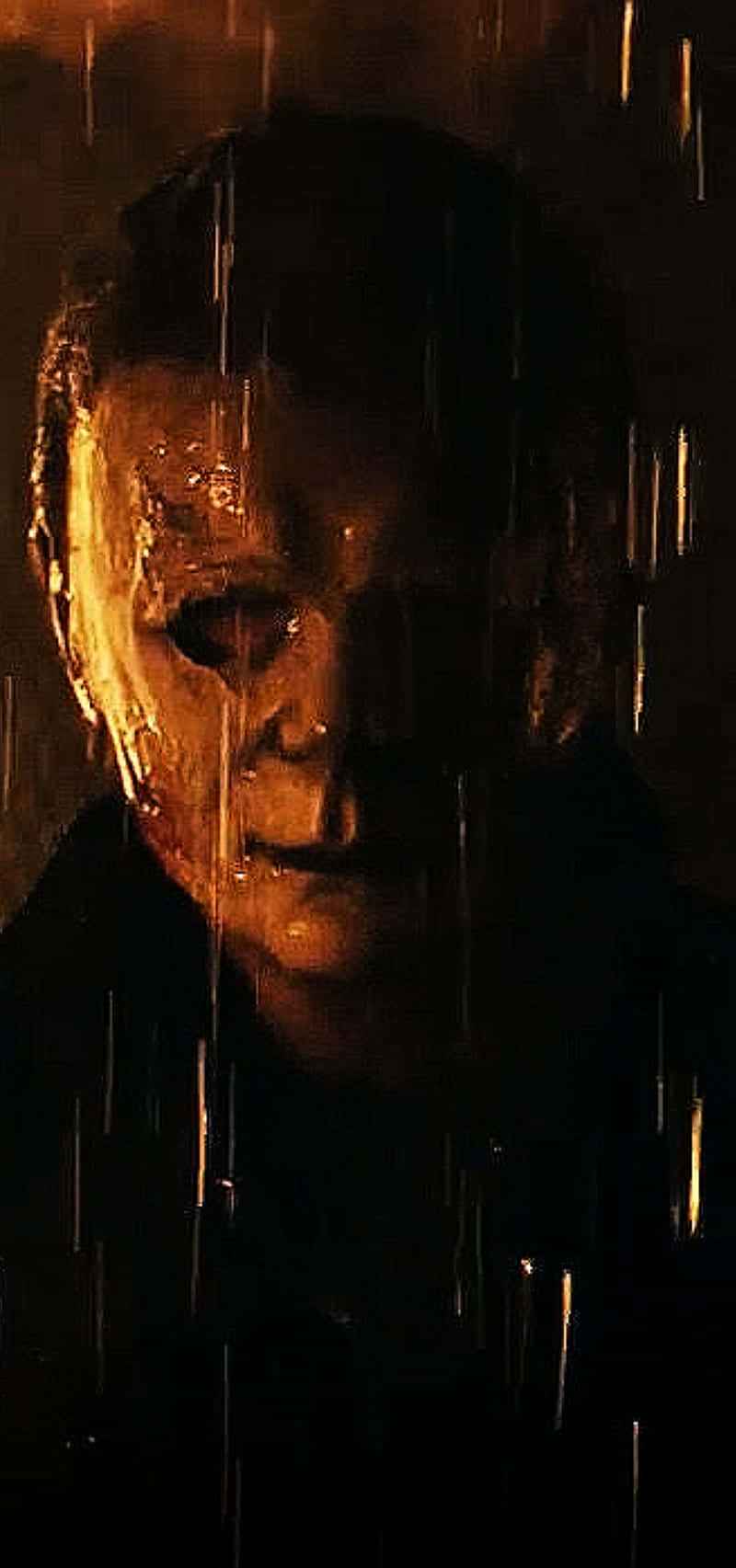Halloweenmichael Myers Bajo La Lluvia. Fondo de pantalla